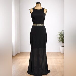 Express Black Sleeveless Maxi Dress Metallic Waist Formal Gown Size Small